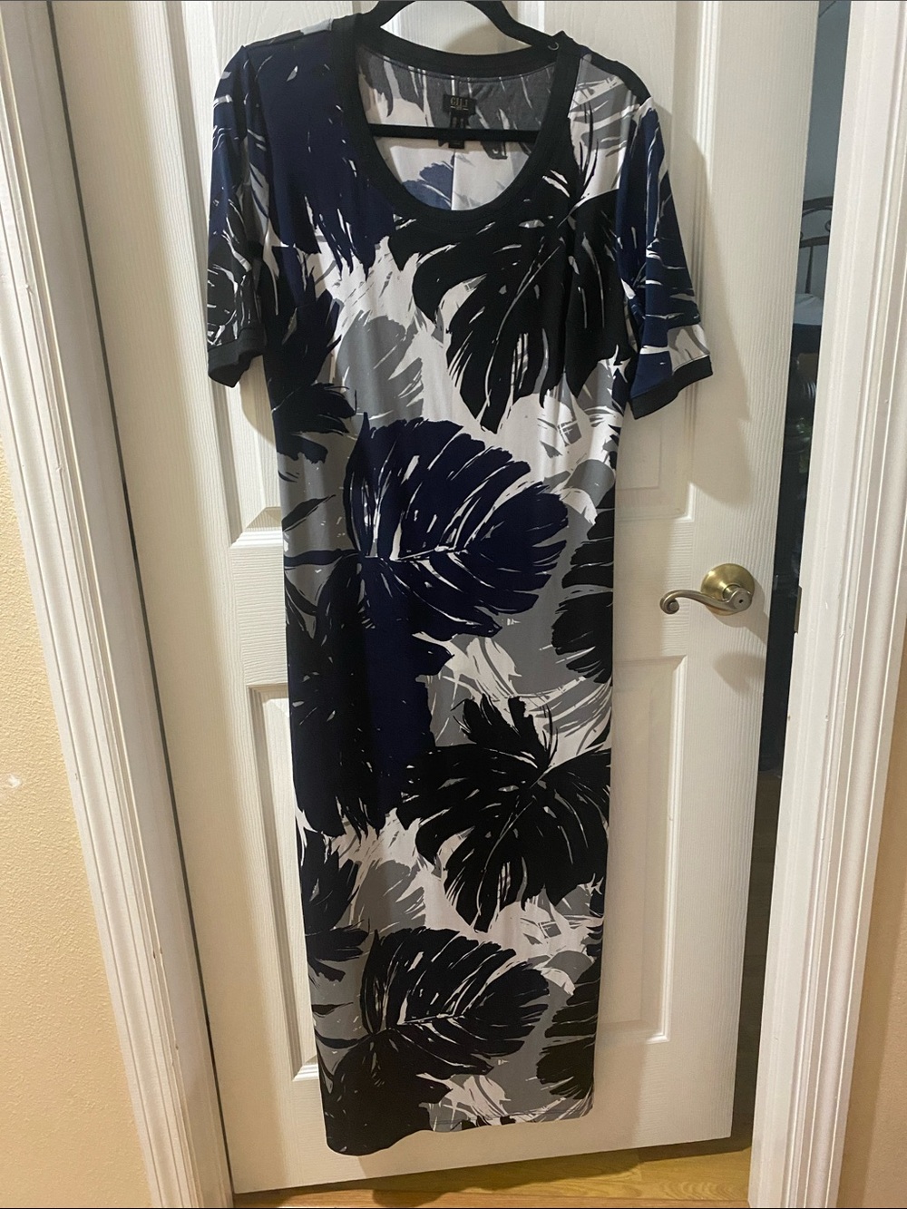G.I.L.I. Navy, Black and Gray Tropical Maxi Dress
